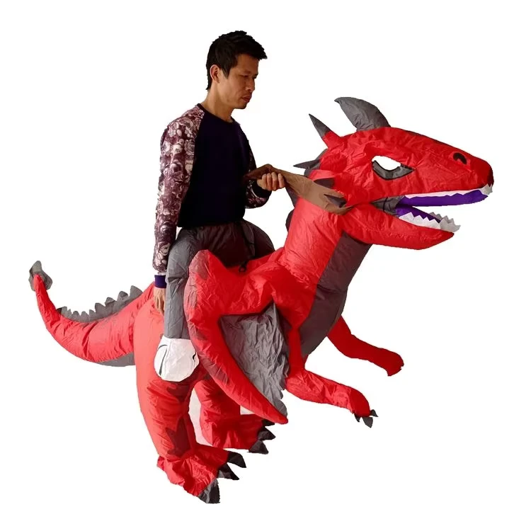 Duurzaam T Rex Dinosaur en Rode Draak Opblaasbaar Kostuum voor Volwassenen Kerst Halloween Kostuum Feest Mascotte Lucht Opblazen Ontwerp