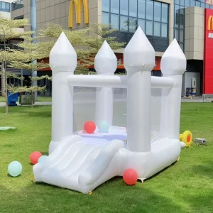 Durable Waterproof Oxford Cloth 8×6 Feet Inflatable White Wedding Bouncy House Moon Walk Bouncer Bouncing Castle for Party