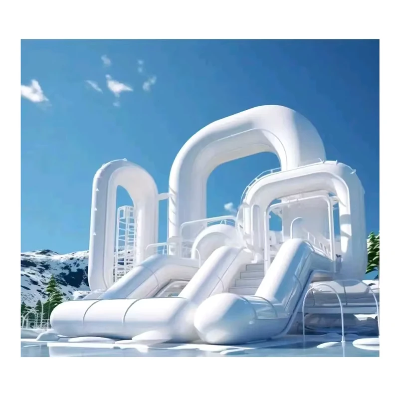 Nhà bouncy bơm hơi trắng bền, chống thấm nước, tarpaulin PVC 13x13 feet cho tiệc cưới
