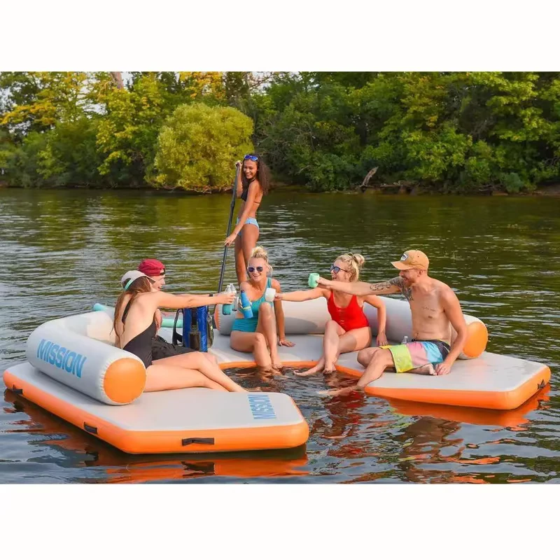 Dwf Drop Stitch Water Floating Island Leisure Yacht Platform Inflatable Jetski Dock Platform