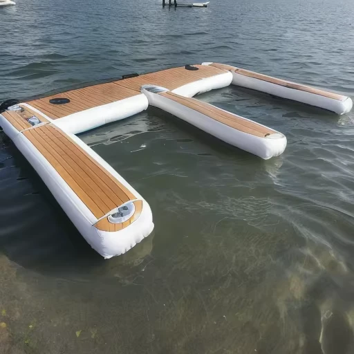 Bateau ponton flottant gonflable en forme de E, dock pour jet ski, plateforme gonflable en drop stitch pour stationnement de bateau