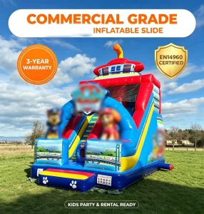 EN14960 Certified Rescue Puppy Cartoon Themed Inflatable Slide Bounce Combo Weatherproof for Community Cartoon Festival Games