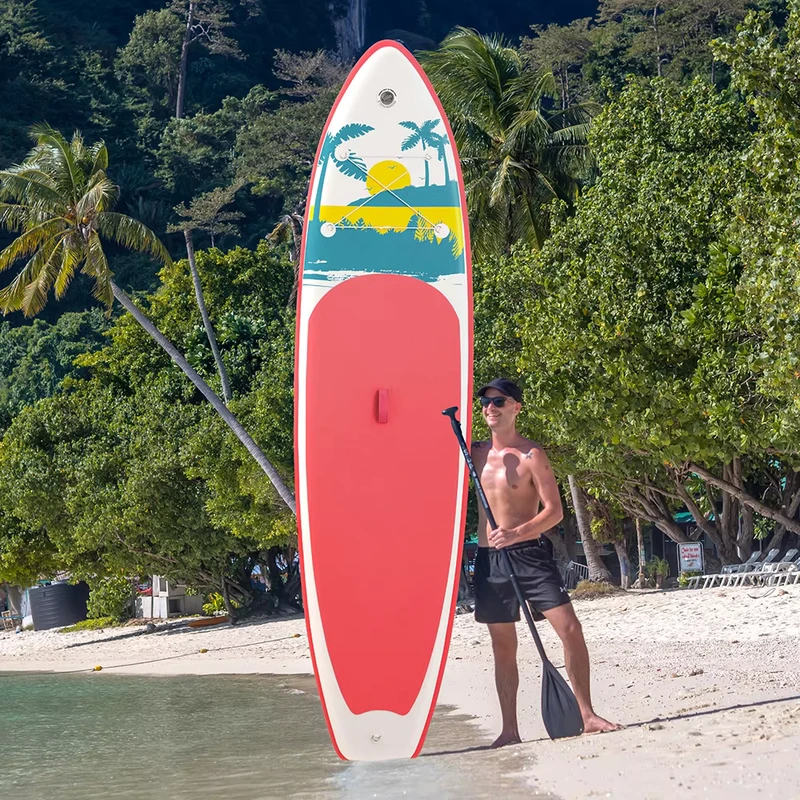 EU Frete Grátis, Amigável para Iniciantes, Certificado CE Vermelho, Stand Up Paddle Inflável Ecológico Super Largo 335cm MAX