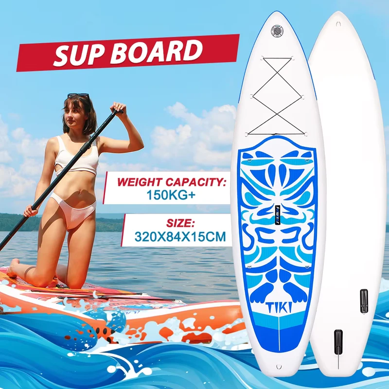 Bảng ván bơi bơm hơi xuất khẩu từ kho EU, rộng 320cm, tải tối đa 180kg, bảng SUP bền TIKI