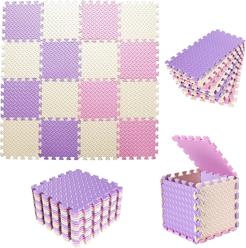 EVA-Krabbelteppich, Teppich mit ineinandergreifenden Schaumstofffliesen, Kinder-Puzzle-Matte, Baby-Schaumspielmatte mit Formanpassung, niedlichen Tieren