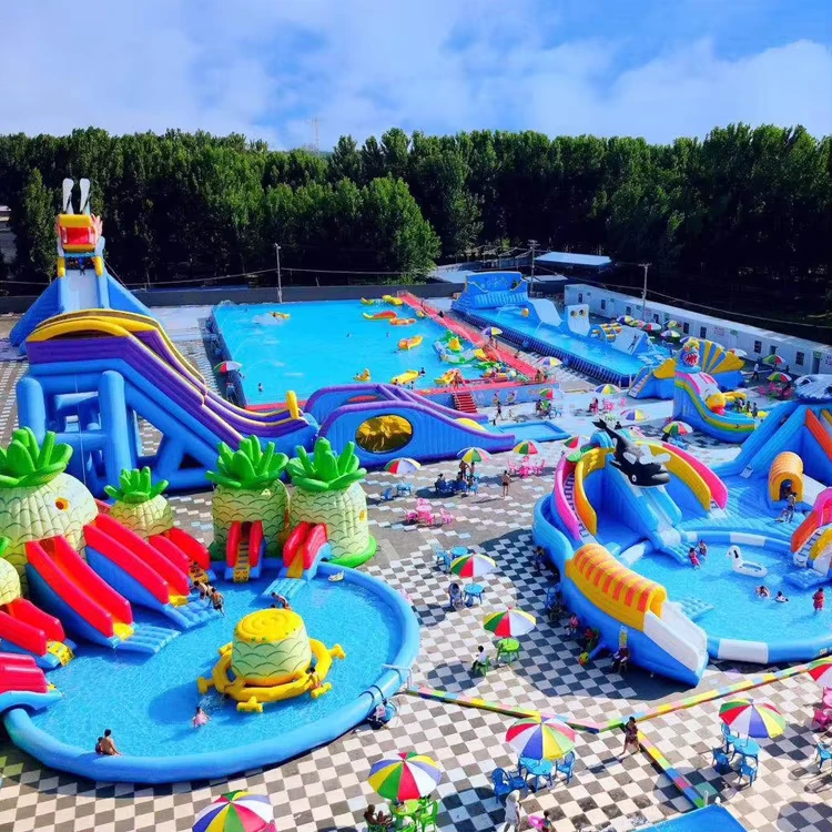 Einfaches Aufblasbares Wasserpark für Pool oder See Langlebig und Tragbar für Alle Altersgruppen