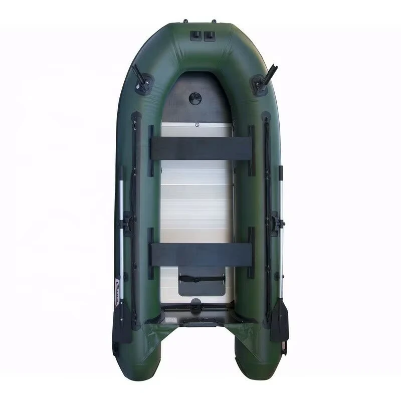 Eenvoudig roeien nieuwe aluminium vloer opblaasbare boot opblaasbare vispontoonboot dinghy met buitenboordmotor, topkwaliteit product