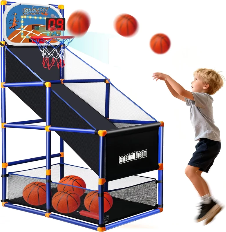 Eenvoudig Opzetten Arcade Basketbal Spelset Basketbalring met 4 Ballen en Pomp Inclusief