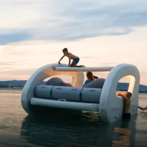 Perahu Inflatable Mewah dengan Pengaturan Mudah, Yacht Barca Gonfiabile, Perahu Listrik Tenaga Surya, Perahu Memancing Portabel untuk Permainan Air, Kapasitas 8 Orang