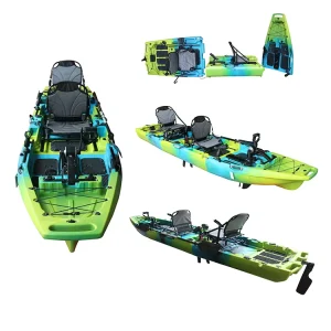 Easy Transport Modular Tandem Kayak 13.8FT 2 Person Pedal Drive Fishing Boat Non Inflatable Breakdown Assembly Canoe