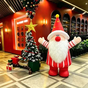 Gemakkelijk aan/uit Interactief Opblaasbaar Loopkostuum Pluche & Oxford Stof Opblaasbare Kabouters Tomte Nisse Kabouter Mascotte Kostuum
