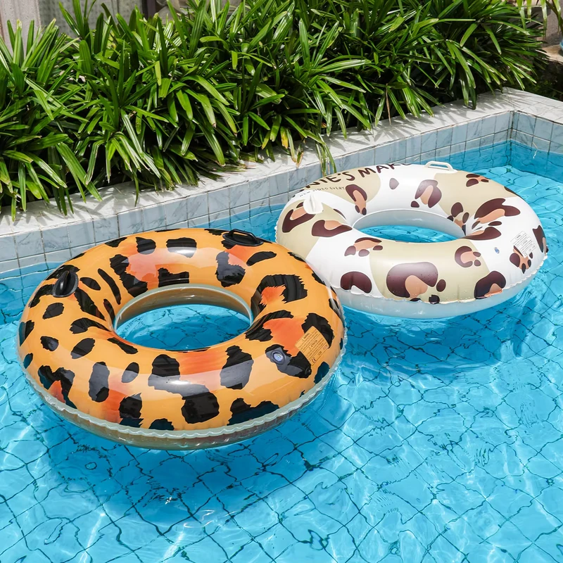 Anello da nuoto in PVC con stampa leopardata ecologica, tubo gonfiabile ispessito, valvola anti-perdita, per adulti e bambini, piscina, spiaggia, estate