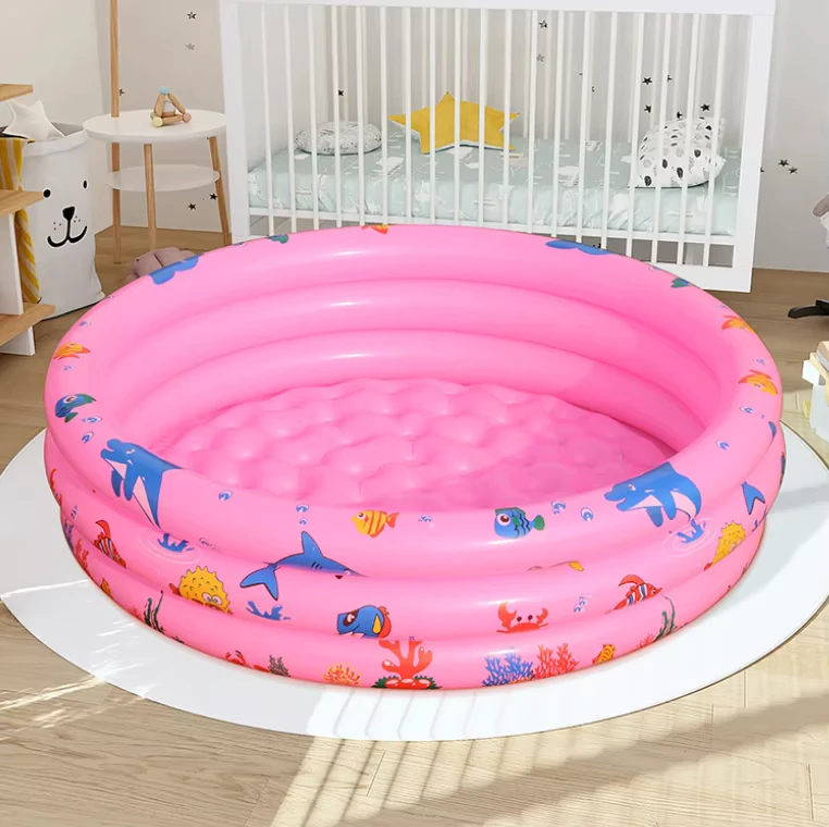 Piscina Gonfiabile Rotonda Leggera e Pieghevole Ecologica in PVC 2mm/3mm di Spessore con Kit di Riparazione