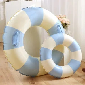 Anel de Natação Inflável Ecológico PVC, Flutuador de Piscina, Tubos de Natação Listrados, Grandes Anéis de Natação para Festas na Piscina e Verão