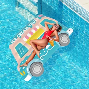 Eco Friendly PVC Pool Float Ice cream Truck Sea Beach Lounger Mattress Raft Large Inflatable Float Adults Outdoor