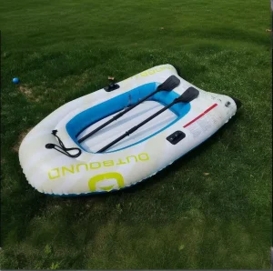 Eco Friendly PVC Thickened Inflatable Kayak Dinghy Boat with Folding Air Cushion for Fishing Rafting 2 Persons Capacity