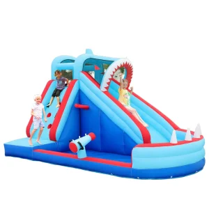 Eco Friendly Small Kids Shark Theme Inflatable House Party Jump Bouncing and Slide Combo Outdoor Inflatable Bouncer Castle