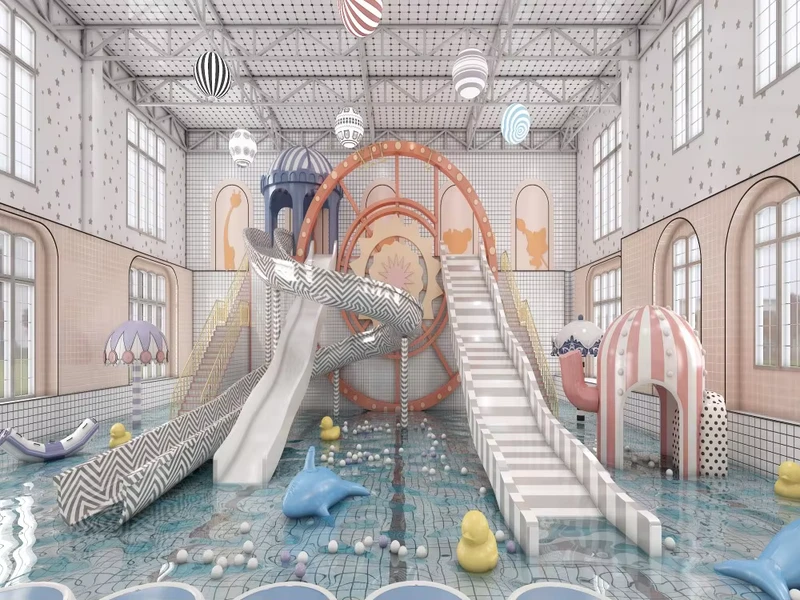 Eco friendly ABS Indoor Playground Water Park Equipment with Ball Pool Slides for Children and Adults 500KG Capacity