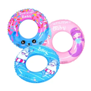 Eco friendly Mermaid Shark Donut Inflatable Pool Floatie Kids PVC Pool Floater Toy Stock Tube Swimming Rings Custom
