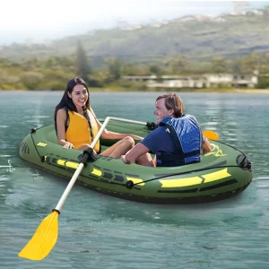 Barca Gonfiabile in PVC Ecologica, Dinghy, Barca da Pesca con Cuscini d'Aria Spessi, Craft Pieghevole per Due Persone