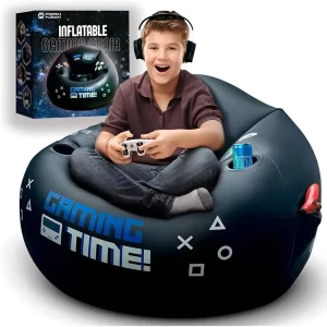 Eco friendly PVC Inflatable Gaming Chair Ottoman Set Portable Blow Sofa Featuring Cup Holder Side Pocket for Teens