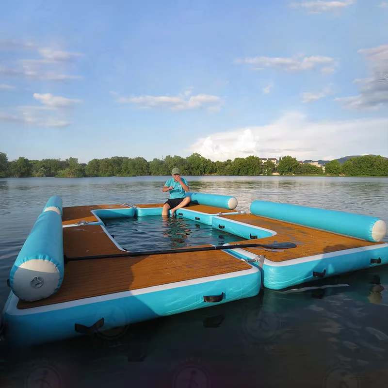Ejia Neues Aufblasbares Dock-Couch Schwimmende Plattform für Sommer-Wasserpartys