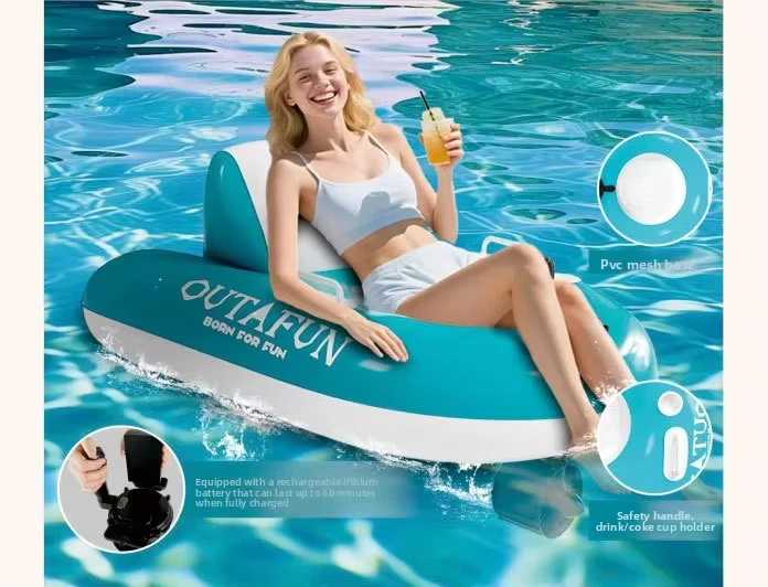 Electric Inflatable Swim Ring Floating Jet Thruster Single Seat Pool Lounge Water Scooter
