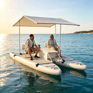 Catamarano Gonfiabile Pieghevole in PVC Alimentato Elettricamente, Paddleboard, Barca Pontone da Pesca, Pedali, Sport Doppio Portatile