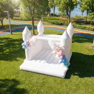 Elegant Romantic Inflatable PVC Lightweight White Wedding Trampoline Bouncer Castle Outdoor Theme Birthday Party Proposal 3 10