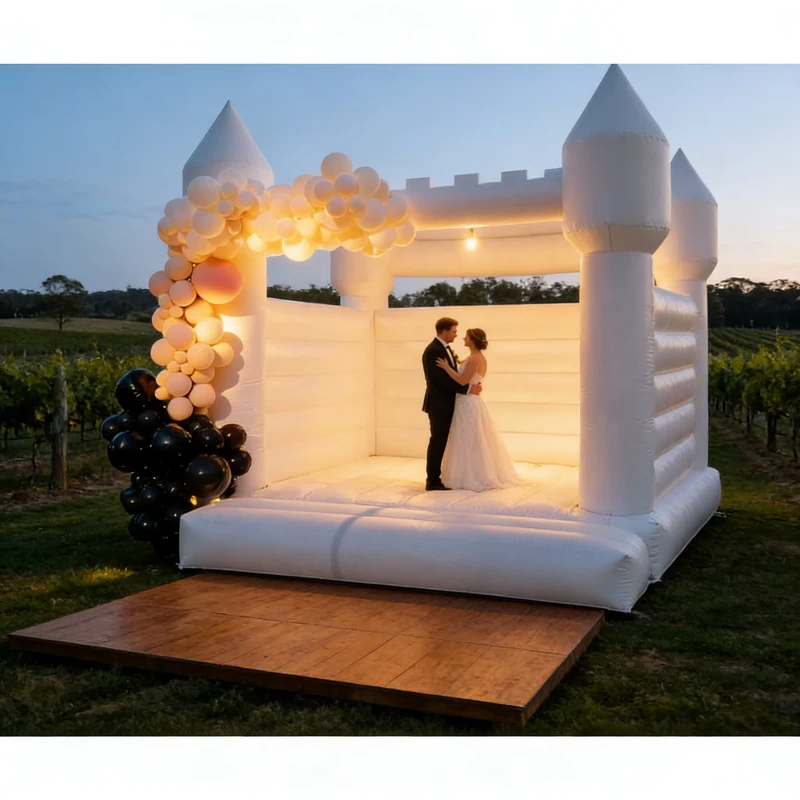 Castillo inflable elegante para bodas con rebote y castillo de saltar para actividades de recepción al aire libre