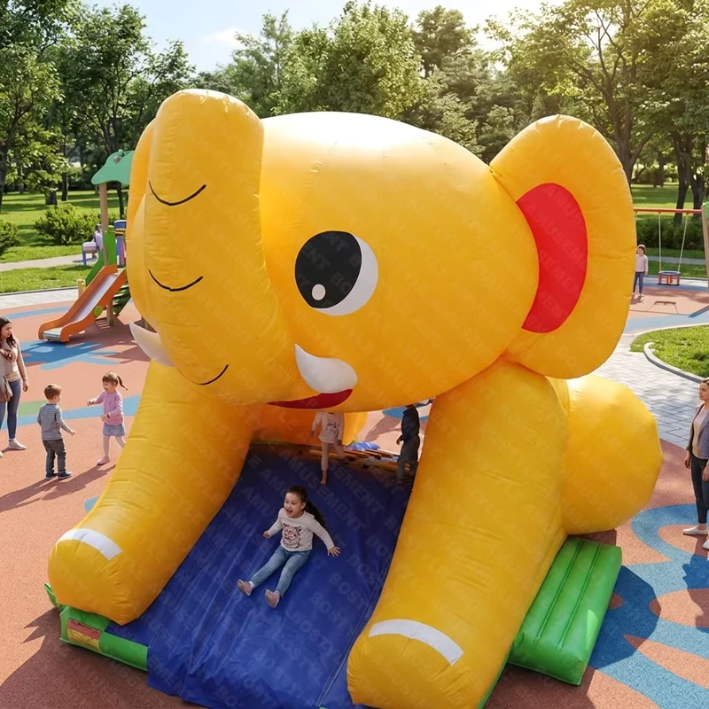 Elephant Inflatable Bounce House with Slide Kids Animal Themed Inflatable Play Castle for Party Rental
