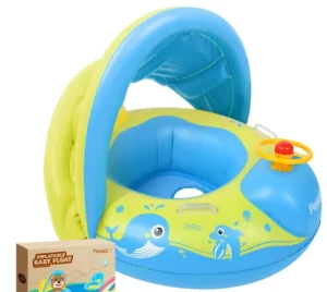 Environmental Inflatable Baby Swimming Boat Baby Swimming Ring Children Swimming Seat Ring Awning Yacht with Steering
