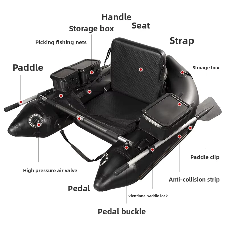 Environmental Protection Folding PVC Inflatable Boat for Lure Fishing Single Person Thickened 160L Capacity Under 2m