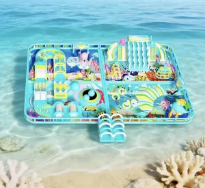 Exciting Large Full Water Course Obstacles Floating Inflatable Castle Water Parks for Team Building Activities