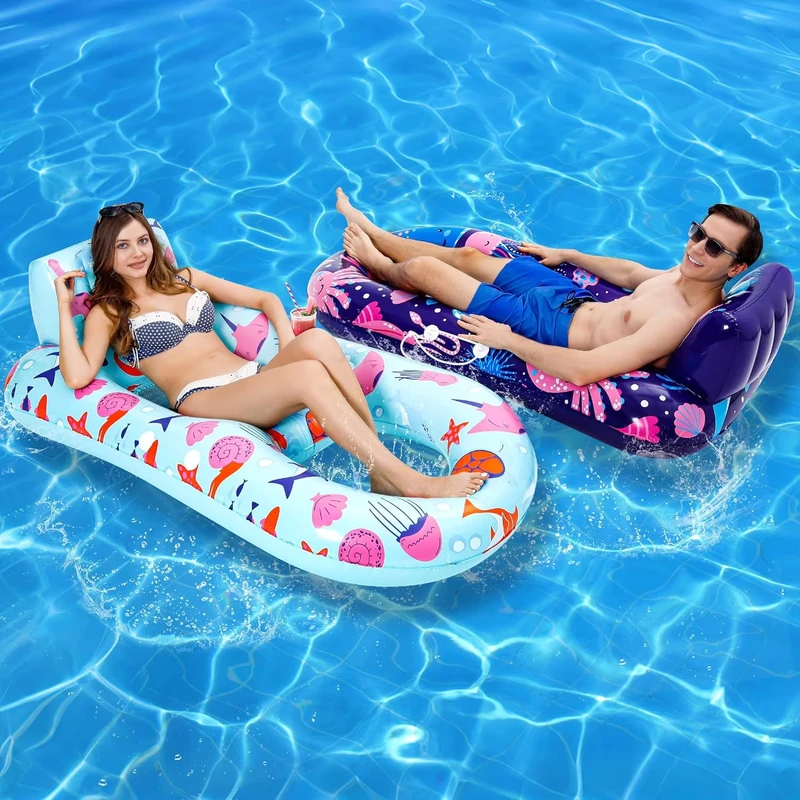 Flotador Inflable Extra Grande para Piscina Resistente con Portavasos y Respaldo para Adultos Fiesta en la Playa Instalaciones de Diversión Acuática