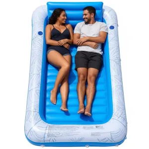 Extra Large Inflatable Tanning Pool Lounger Float with Pillow 4 in 1 Suntan Tub Raft Floatie