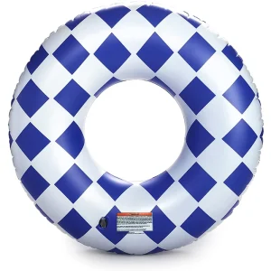 Extra Thick Children’s Retro Striped Inflatable Double Chamber Swim Ring with Seat for Babies and Infants