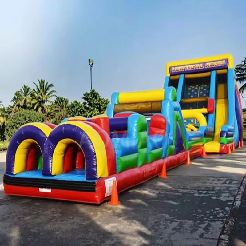 Combo de Curso de Obstáculos Inflável Extremo 5K PVC, Bouncer de Salto com Escorrega e Ventoinha Inclui Kits de Reparação