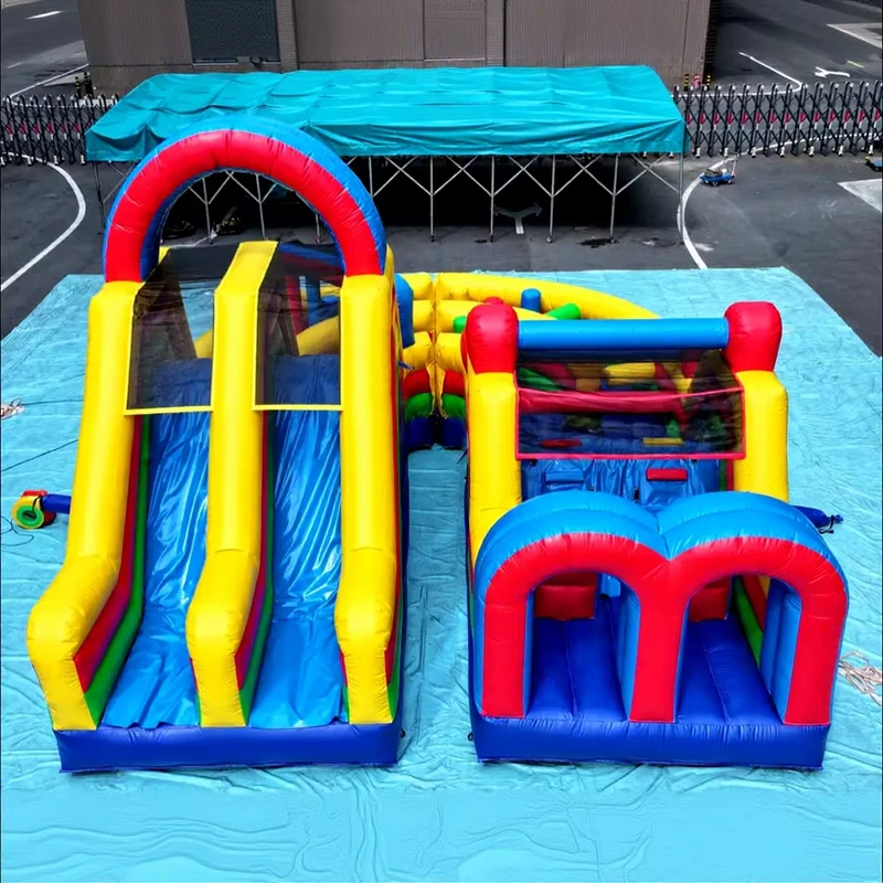 극한의 재미 원형 inflatable 장애물 코스 바운스 하우스 야외 놀이터 성인 및 어린이용 장애물
