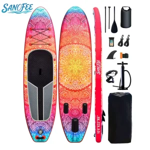 FACTORY10’6″ Wide Deck Yoga Inflatable Stand up Paddle Board Anti slip EVA Pad ISUP for Floating Fitness and Meditation on Water