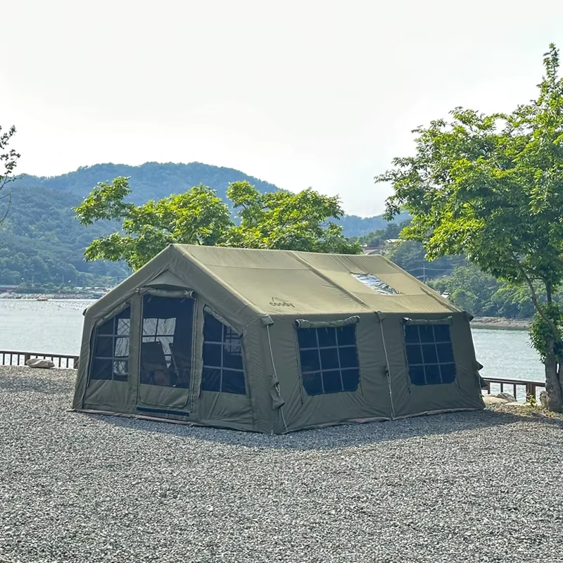 FRラグジュアリーオックスフォード防水ポータブルインフレータブルテント 2部屋 インフレータブルハウス キャンプ用