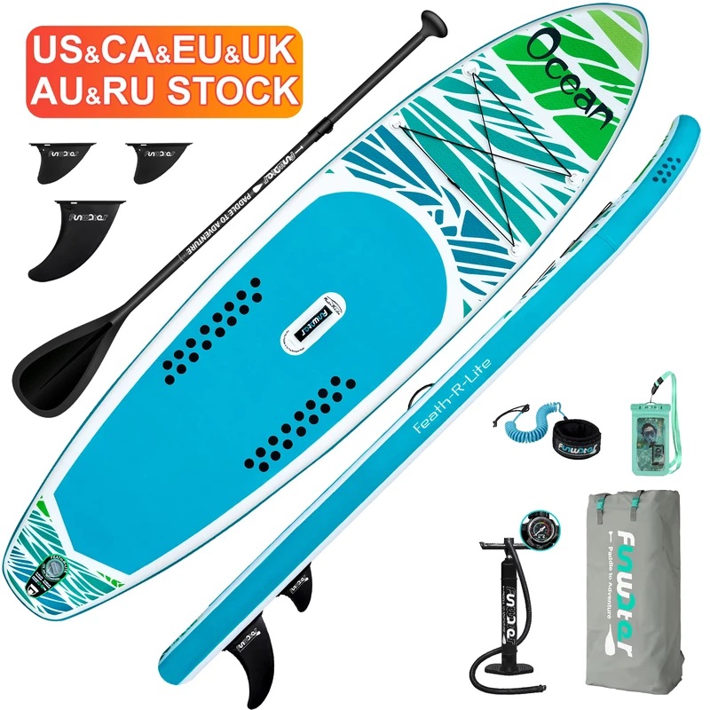 FUNWATER Dropshipping OEM 10'6" planche de paddle gonflable Standup Surf Blue Supboard