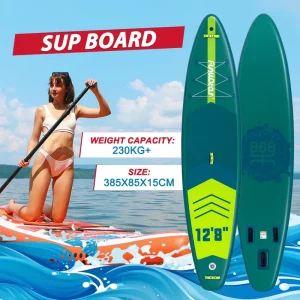 FUNWATER Inflatable SUP Board Super Wide Stand up Paddle Board 385cm Heavy Load 215kg with Complete Accessories