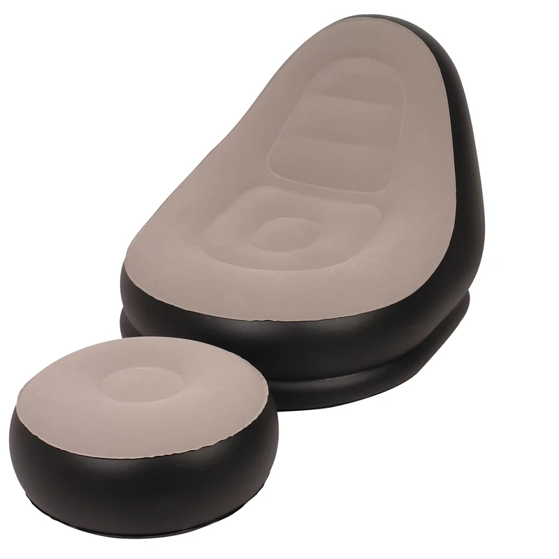 Kursi Sofa Tiup Santai Modern Nyaman dari Kain Coklat, Kasur Udara, Set Sofa Udara Tiup