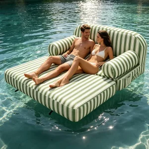 Sofa nước bơm hơi có vỏ vải 2 trong 1, đệm nổi cho hồ bơi, đảo bơm hơi di động cho hồ bơi, bãi biển
