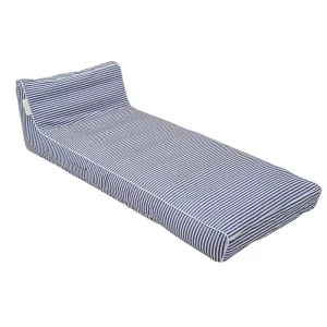 Fabric Covered Inflatable Pool Lounger With Backrest Adult Pool Float Cabana Stripe Water Float
