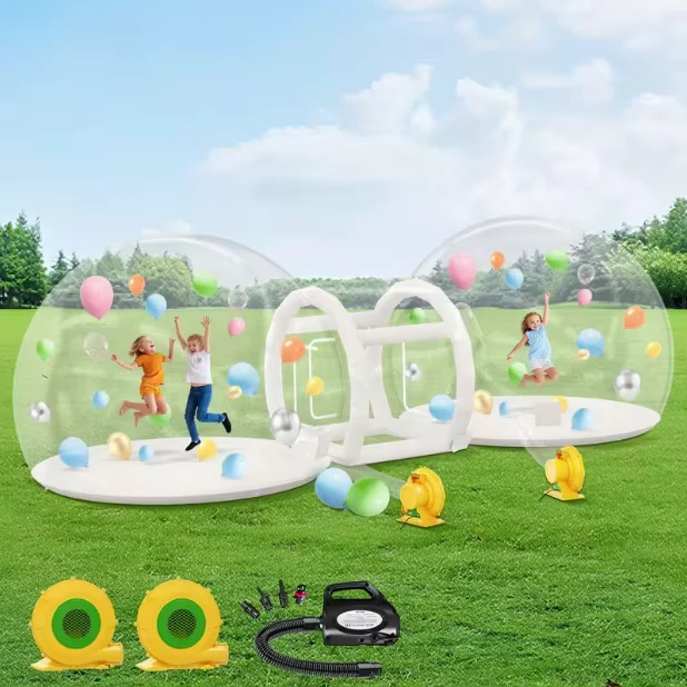 공장 3m 4m PVC 투명 야외 상업용 팽창식 더블 버블 하우스 돔 텐트