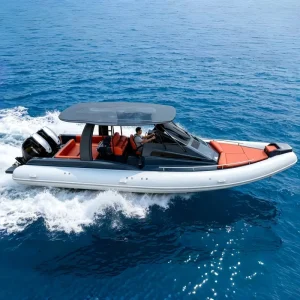 Factory 9.6m Fiberglass RIB Cabin Boat Deep V Hull Ocean Yacht RIB Vessel for Coastal Cruising