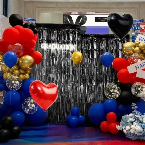Factory Black Gold Red Blue Theme Wedding Decoration Party Set Include Foil Curtain Balloon Supplies for Birthday Decoration