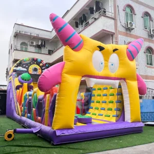 Factory Cartoon Alien Monster Inflatable Play Slide PVC Space Planet Themed Inflatable Obstacle Slide
